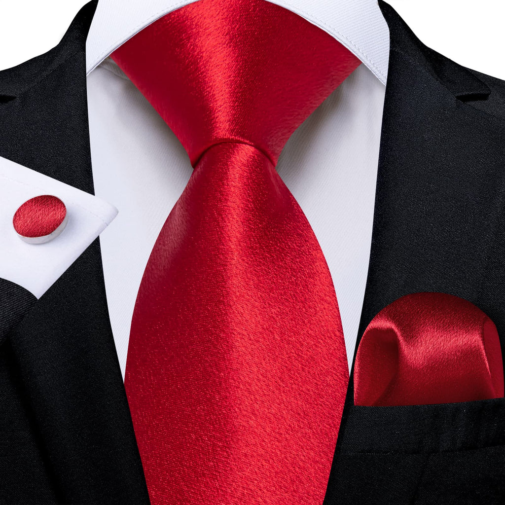 GentCrest Red Solid Tie Hanky Cufflinks Set - Image 1