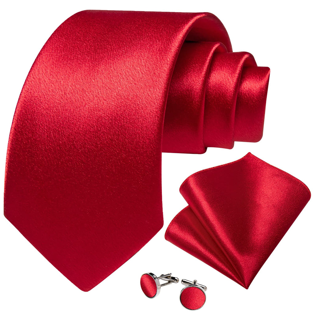GentCrest Red Solid Tie Hanky Cufflinks Set - Image 2