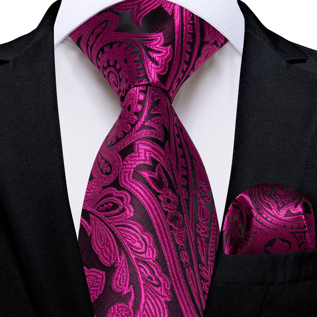 GentCrest Purple Paisley Tie Hanky Cufflinks Set - Image 1