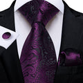 GentCrest Purple Floral Tie Hanky Cufflinks Set - Image 1