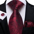 GentCrest Red Floral Tie Hanky Cufflinks Set - Image 1