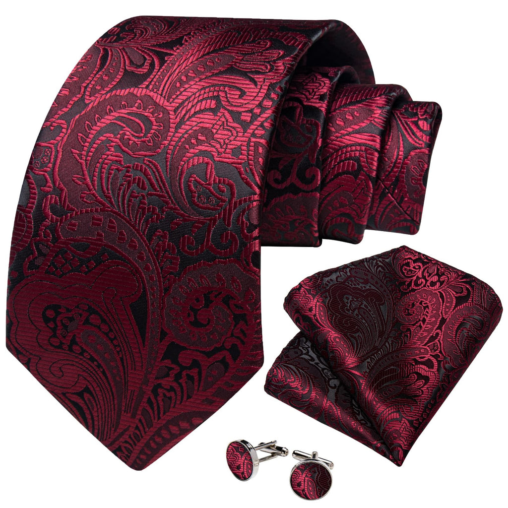 GentCrest Red Floral Tie Hanky Cufflinks Set - Image 2