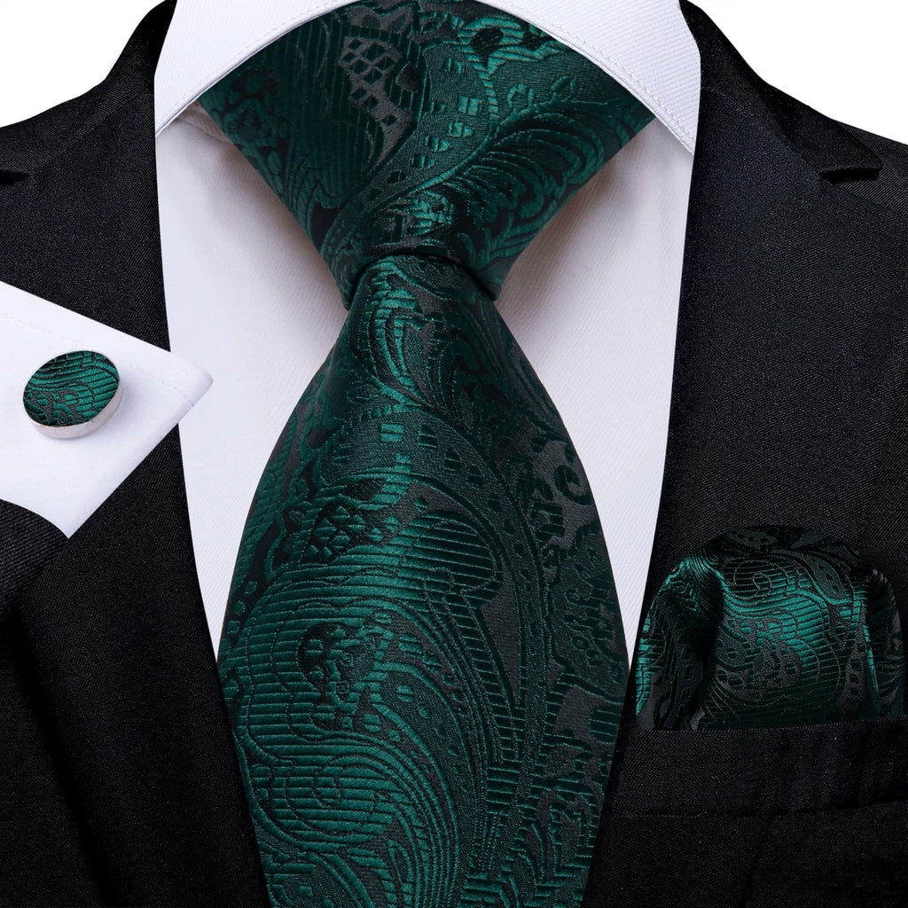 GentCrest Green Floral Tie Hanky Cufflinks Set - Image 1