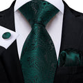 GentCrest Green Floral Tie Hanky Cufflinks Set - Image 1