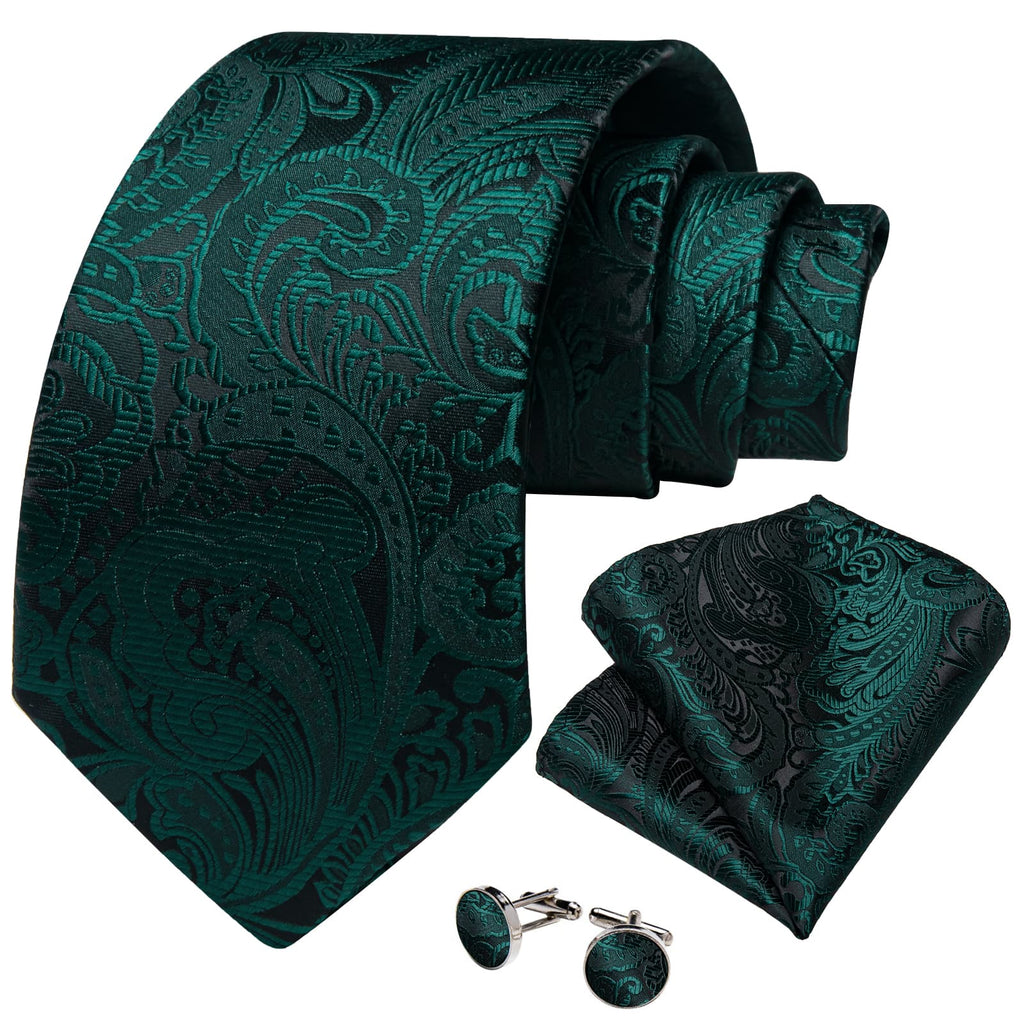 GentCrest Green Floral Tie Hanky Cufflinks Set - Image 2