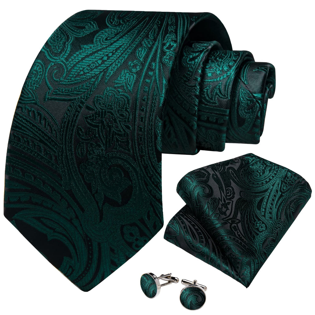 GentCrest Green Paisley Tie Hanky Cufflinks Set - Image 2