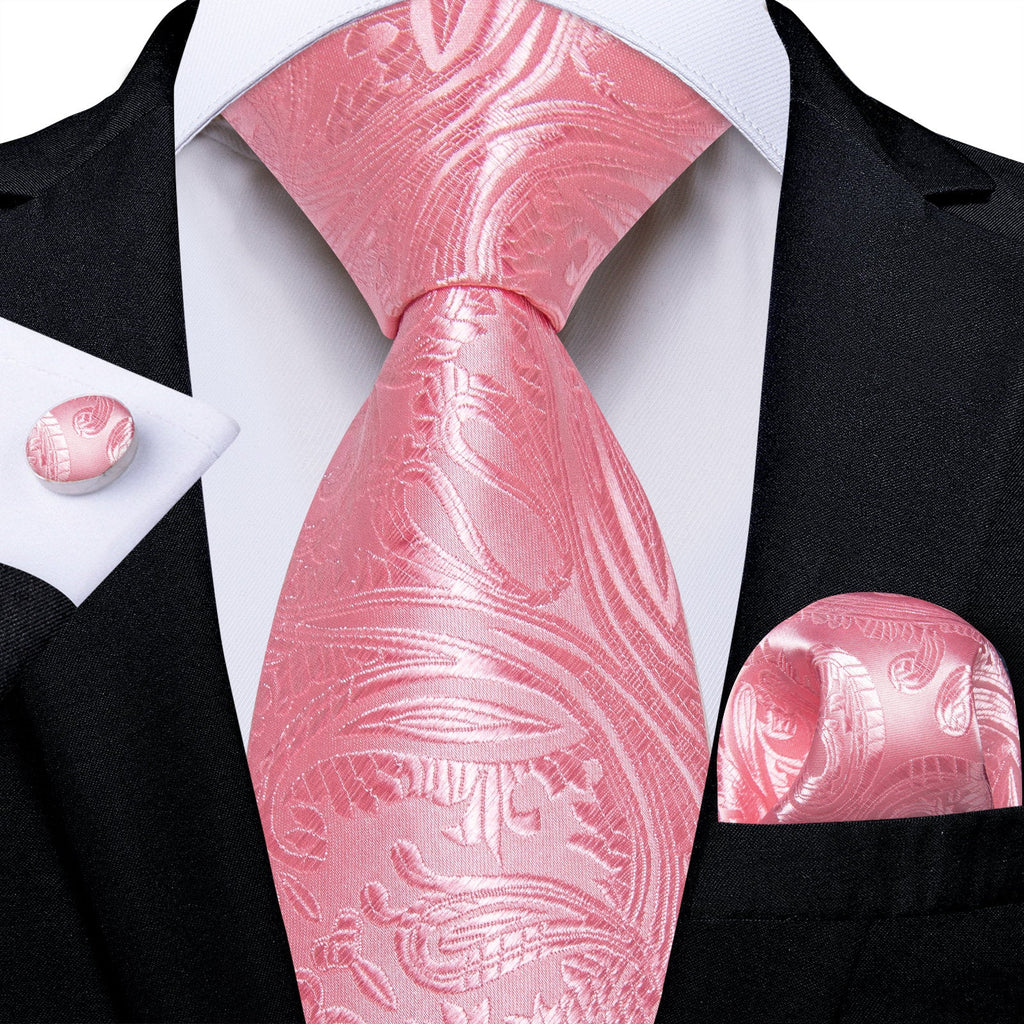 GentCrest Pink Paisley Tie Hanky Cufflinks Set - Image 1