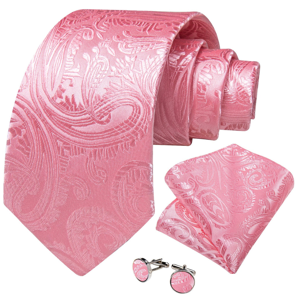 GentCrest Pink Paisley Tie Hanky Cufflinks Set - Image 2
