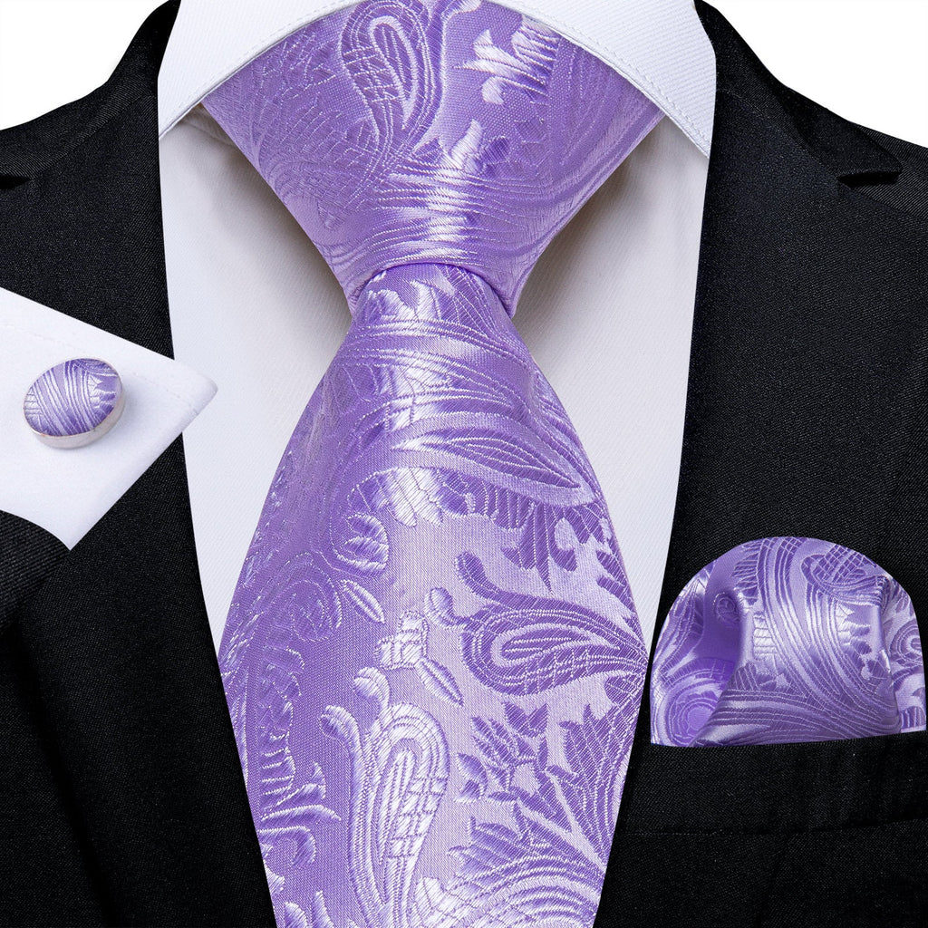 GentCrest Purple Paisley Tie Hanky Cufflinks Set - Image 1