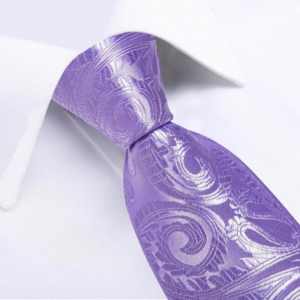 GentCrest Purple Paisley Tie Hanky Cufflinks Set - Image 4