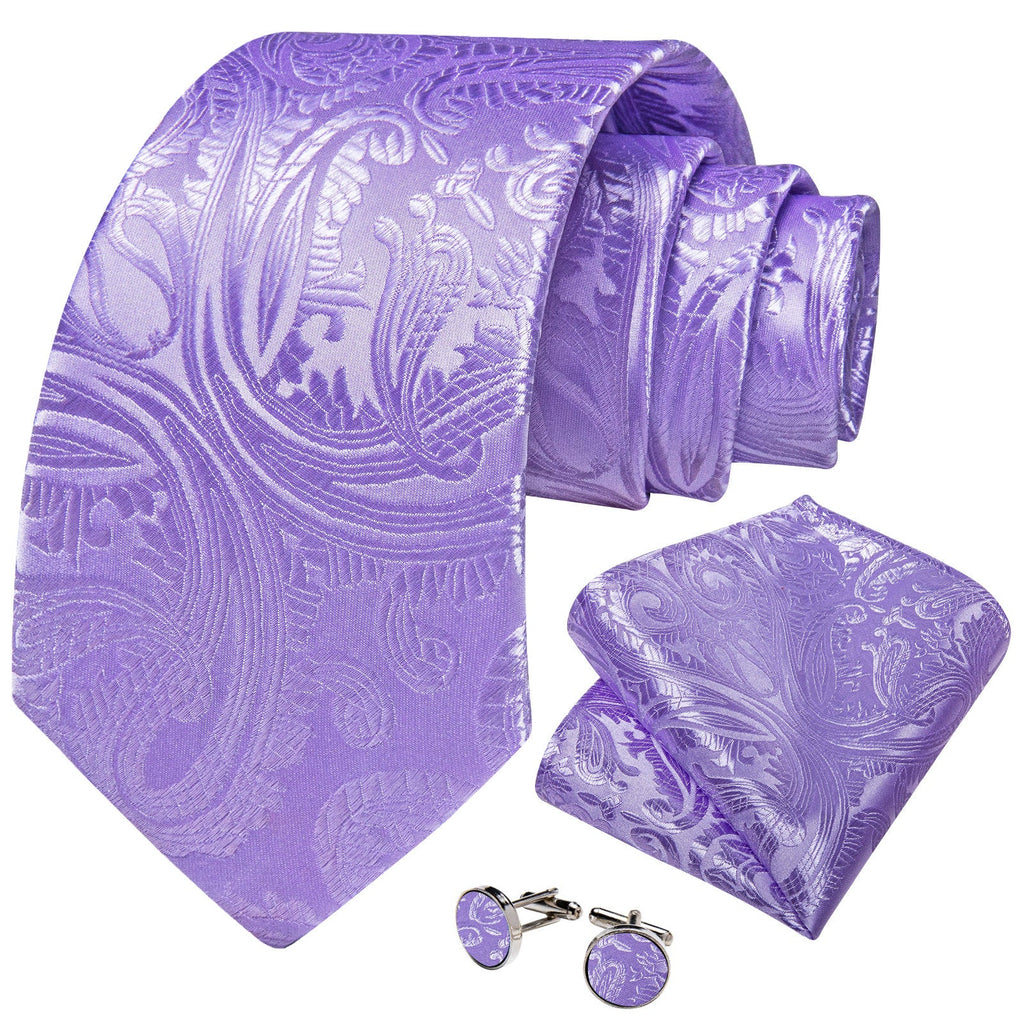 GentCrest Purple Paisley Tie Hanky Cufflinks Set - Image 2