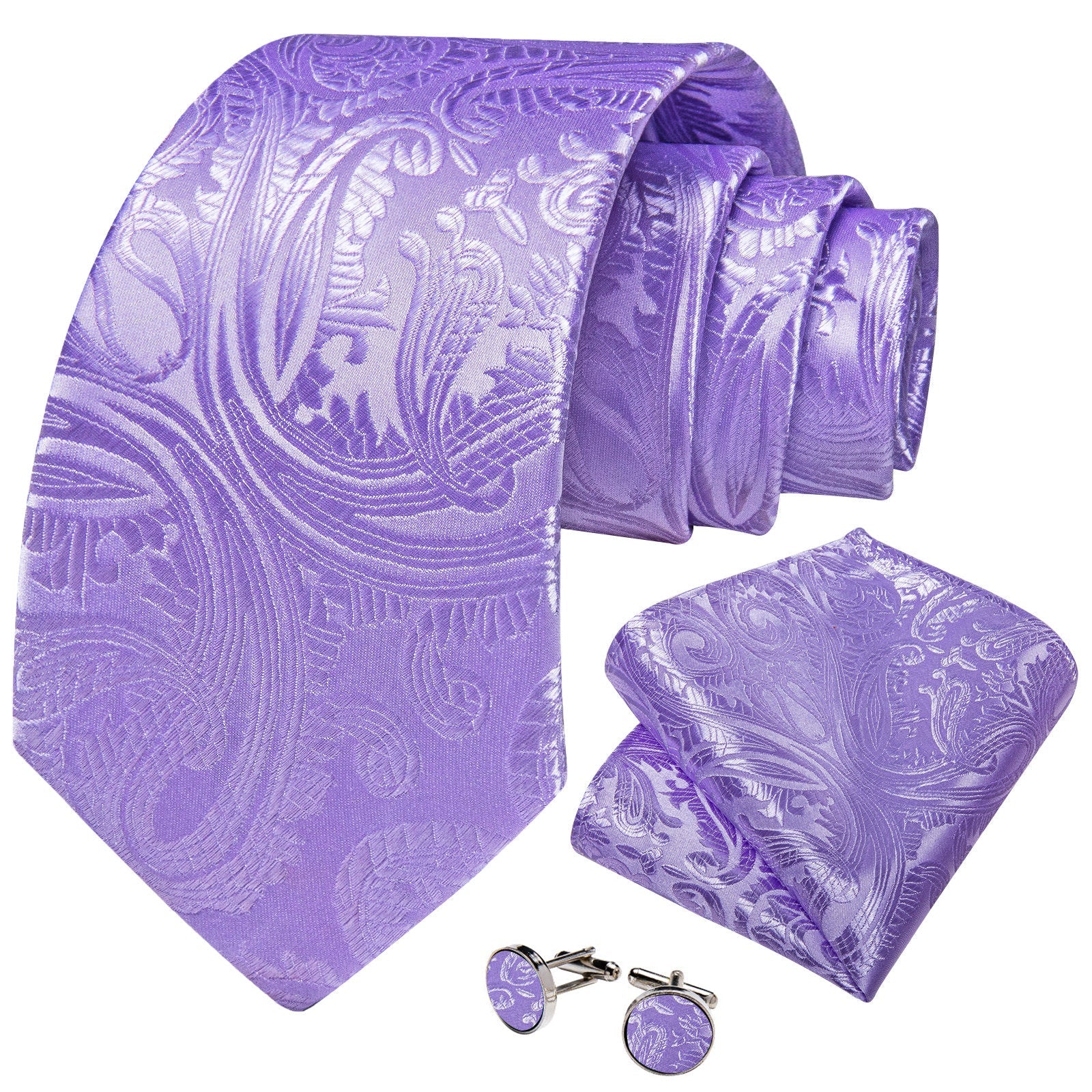GentCrest Purple Paisley Tie Hanky Cufflinks Set - Image 2
