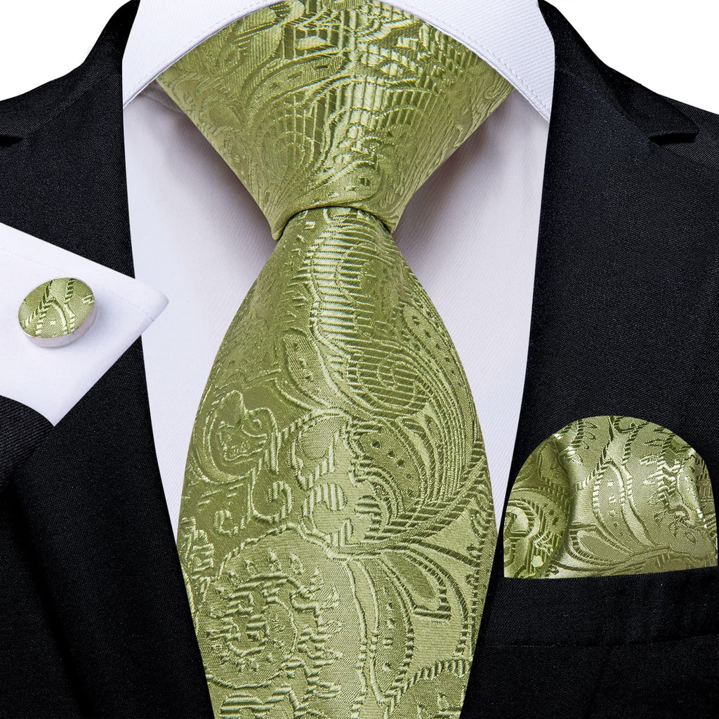 GentCrest Green Paisley Tie Hanky Cufflinks Set - Image 1