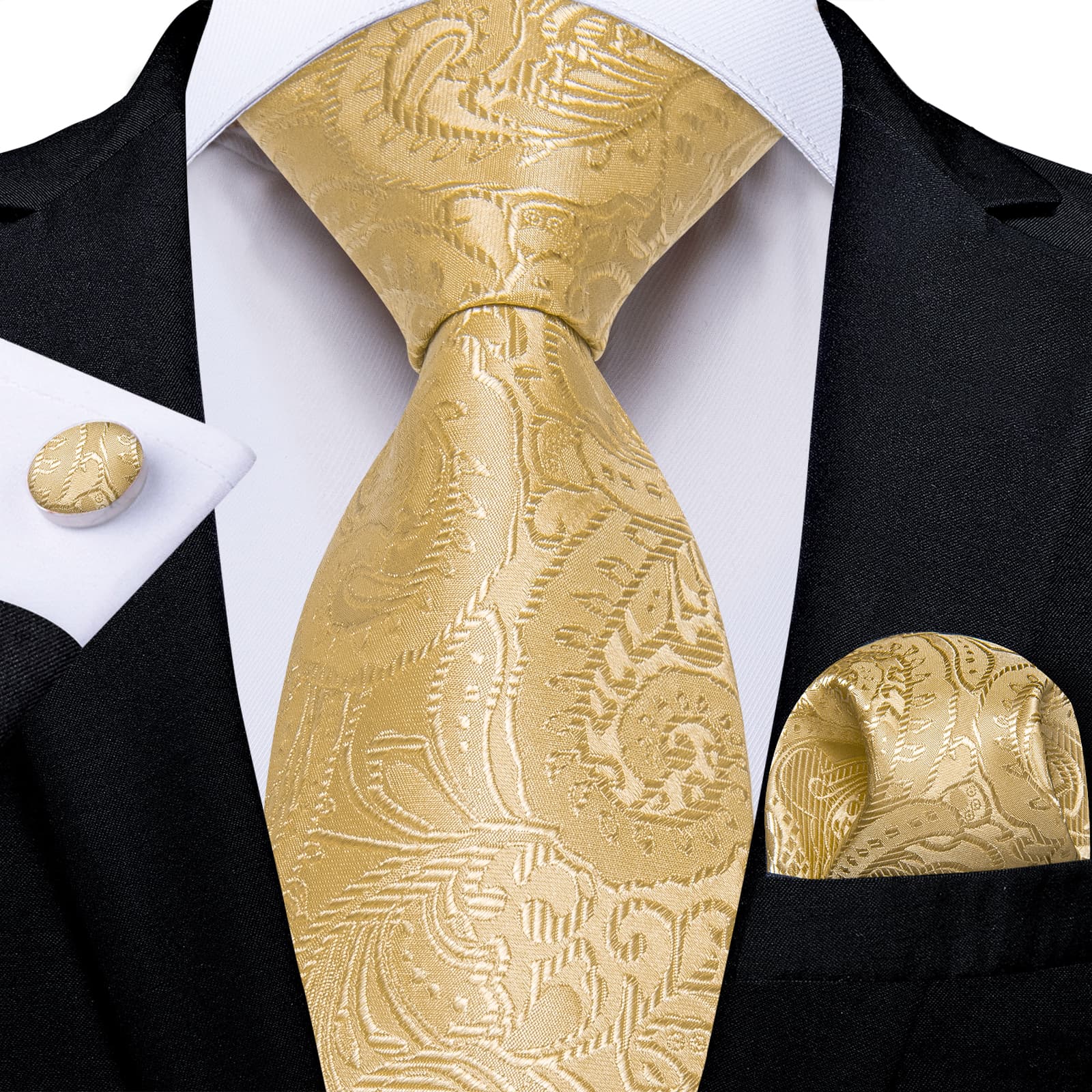 GentCrest Gold Paisley Tie Hanky Cufflinks Set - Image 1