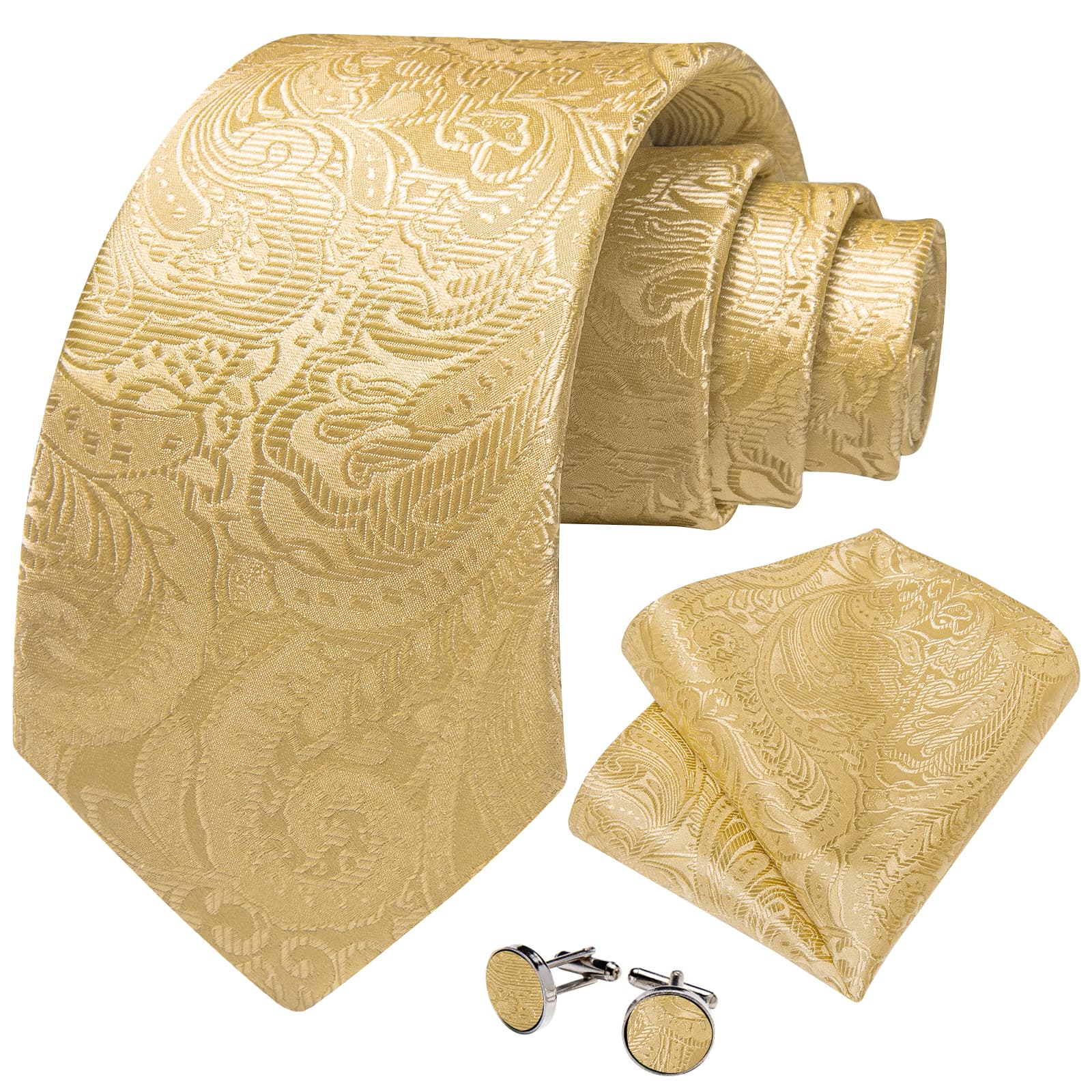 GentCrest Gold Paisley Tie Hanky Cufflinks Set - Image 2
