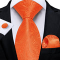 GentCrest Orange Paisley Tie Hanky Cufflinks Set - Image 1