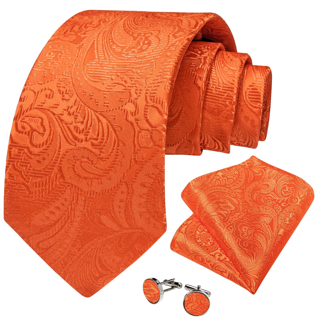GentCrest Orange Paisley Tie Hanky Cufflinks Set - Image 2