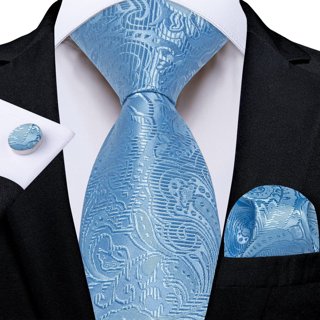 GentCrest Blue Paisley Tie Hanky Cufflinks Set - Image 1