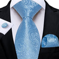 GentCrest Blue Paisley Tie Hanky Cufflinks Set - Image 1