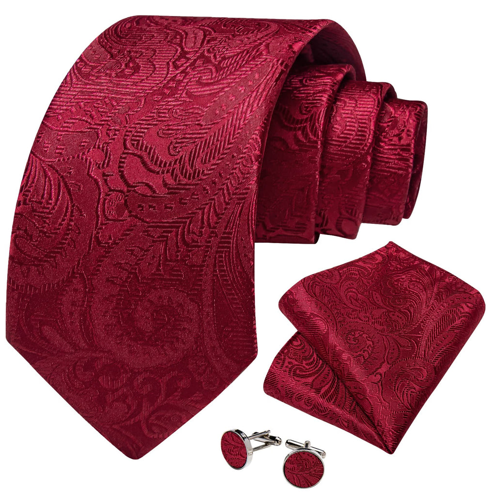 GentCrest Red Paisley Tie Hanky Cufflinks Set - Image 2