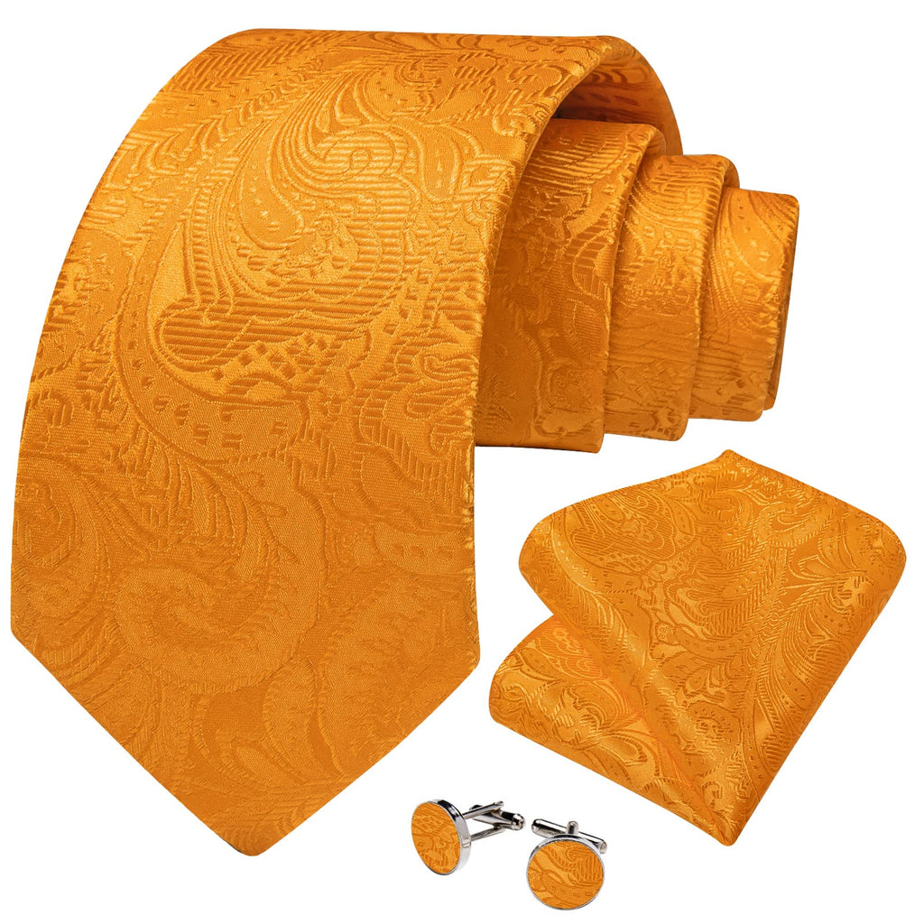GentCrest Orange Paisley Tie Hanky Cufflinks Set - Image 3