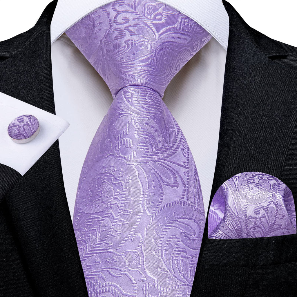 GentCrest Purple Paisley Tie Hanky Cufflinks Set - Image 1