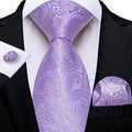 GentCrest Purple Paisley Tie Hanky Cufflinks Set - Image 1