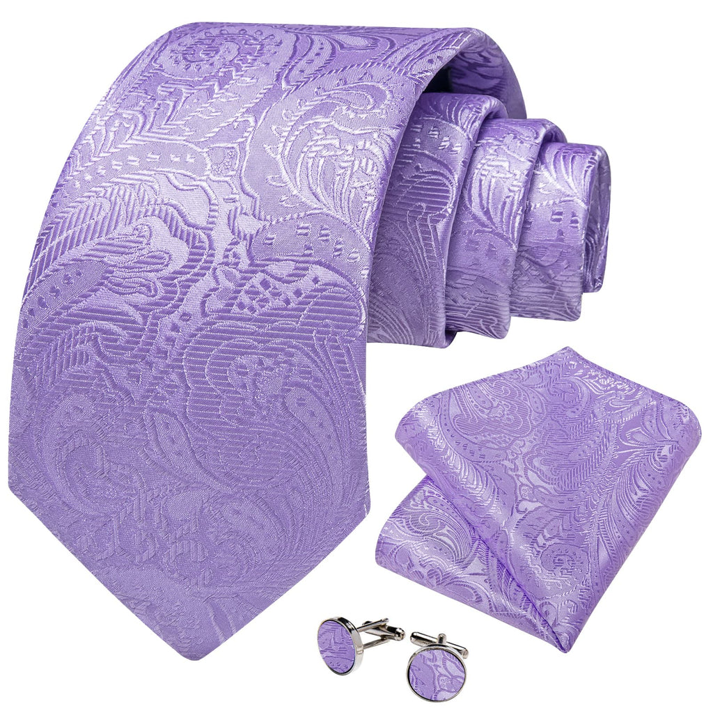 GentCrest Purple Paisley Tie Hanky Cufflinks Set - Image 2