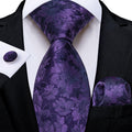 GentCrest Purple Floral Tie Hanky Cufflinks Set - Image 1