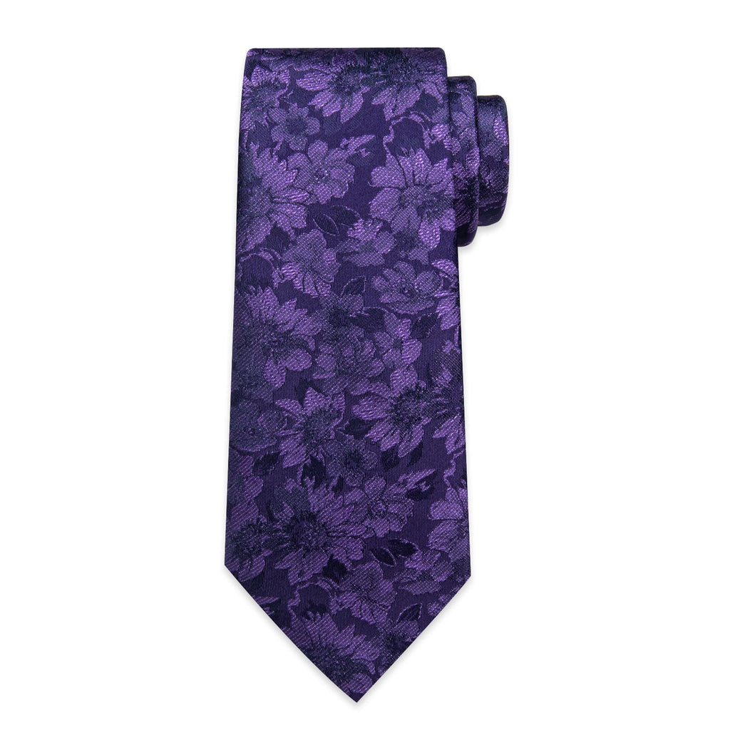GentCrest Purple Floral Tie Hanky Cufflinks Set - Image 5