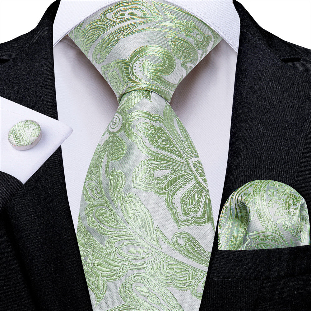 GentCrest Green Paisley Tie Hanky Cufflinks Set - Image 1
