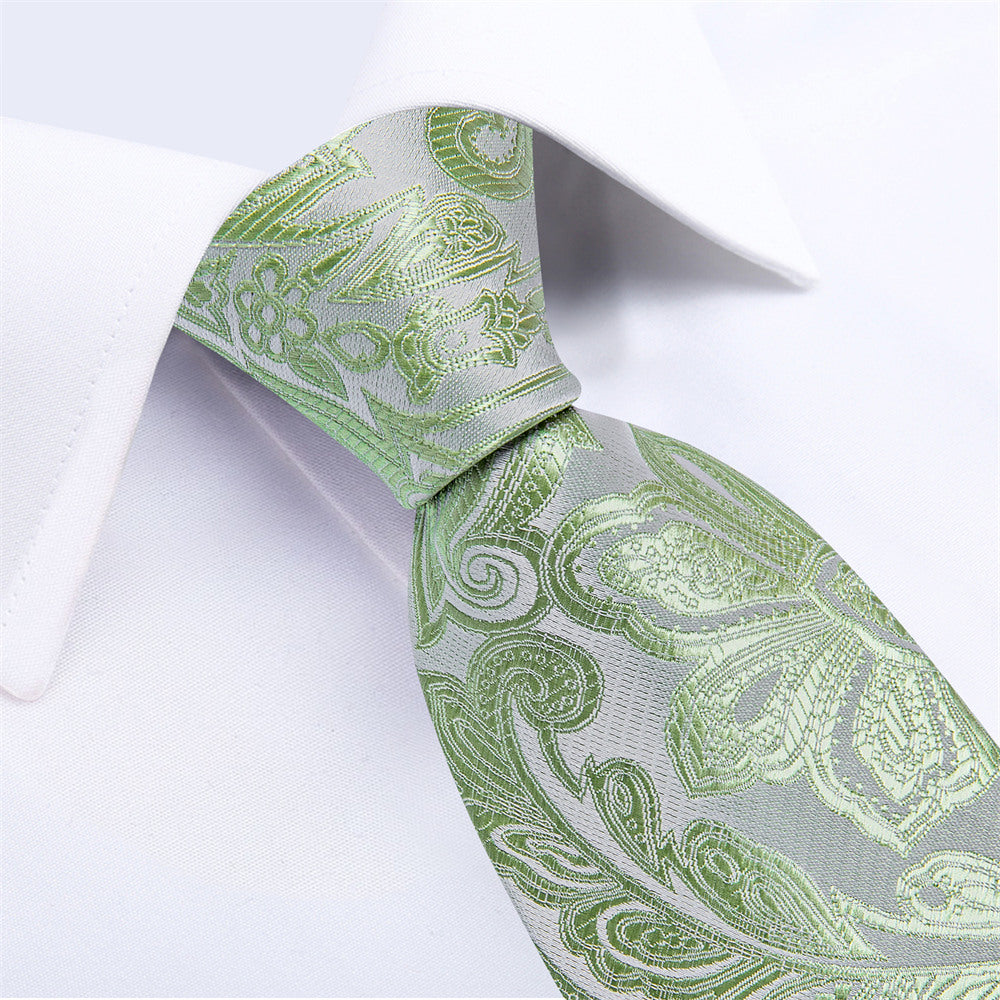 GentCrest Green Paisley Tie Hanky Cufflinks Set - Image 2