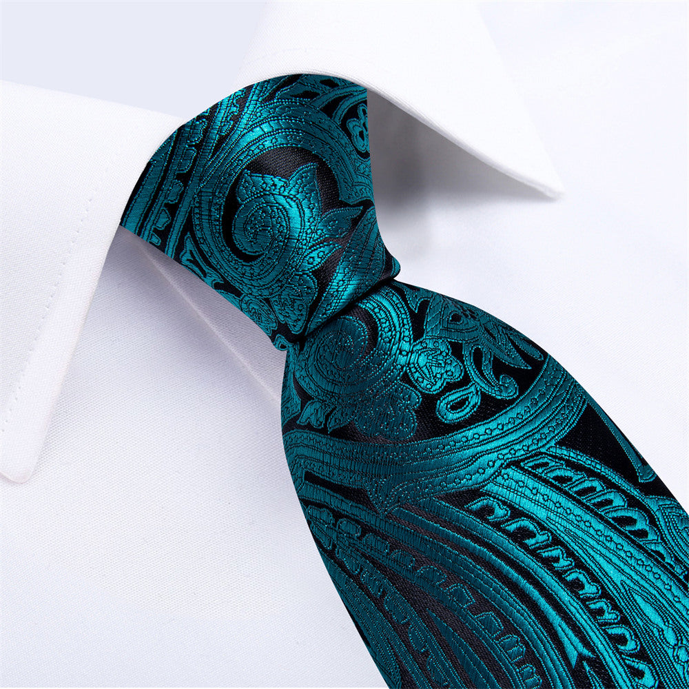 GentCrest Blue Paisley Tie Hanky Cufflinks Set - Image 2