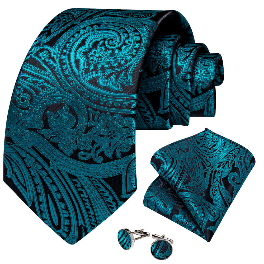GentCrest Blue Paisley Tie Hanky Cufflinks Set - Image 4