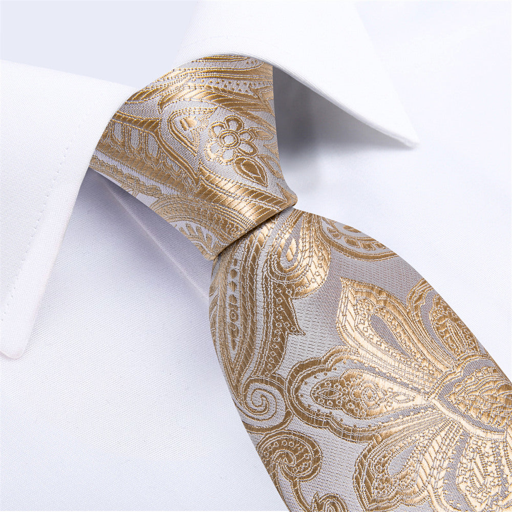 GentCrest Champagne Paisley Tie Hanky Cufflinks Set - Image 2