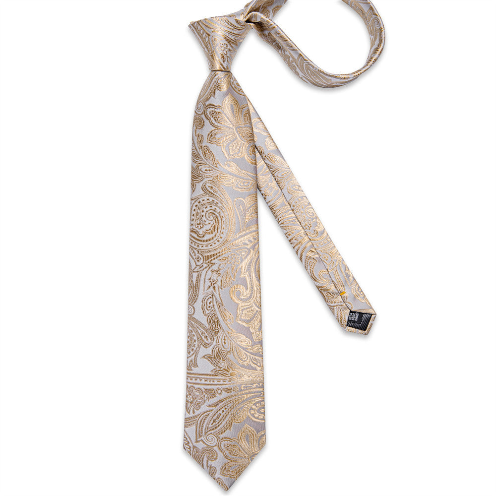 GentCrest Champagne Paisley Tie Hanky Cufflinks Set - Image 5