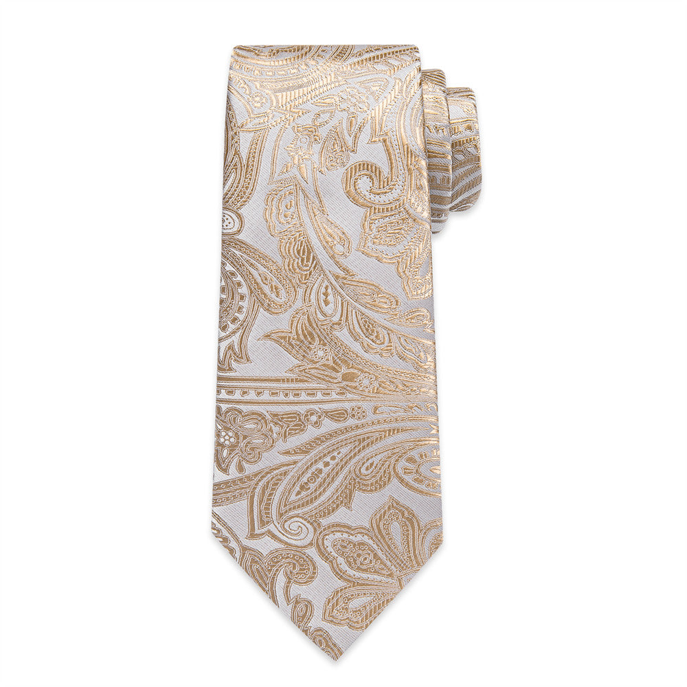 GentCrest Champagne Paisley Tie Hanky Cufflinks Set - Image 6