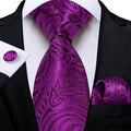 GentCrest Purple Paisley Tie Hanky Cufflinks Set - Image 1