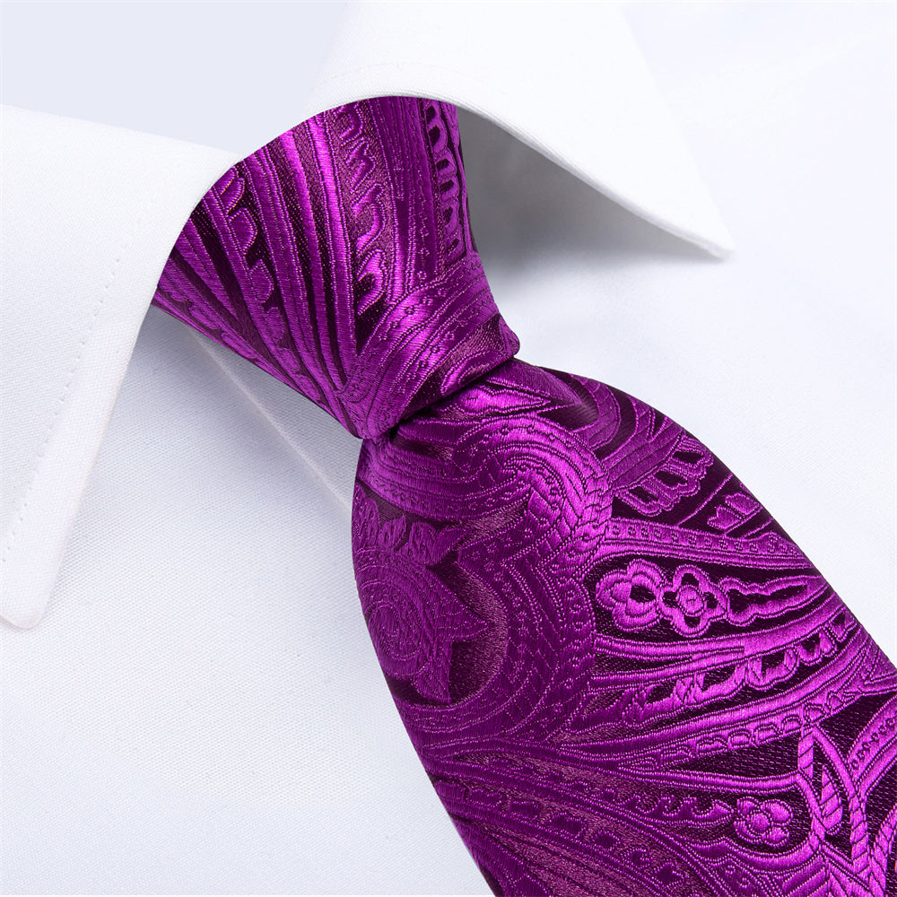 GentCrest Purple Paisley Tie Hanky Cufflinks Set - Image 3