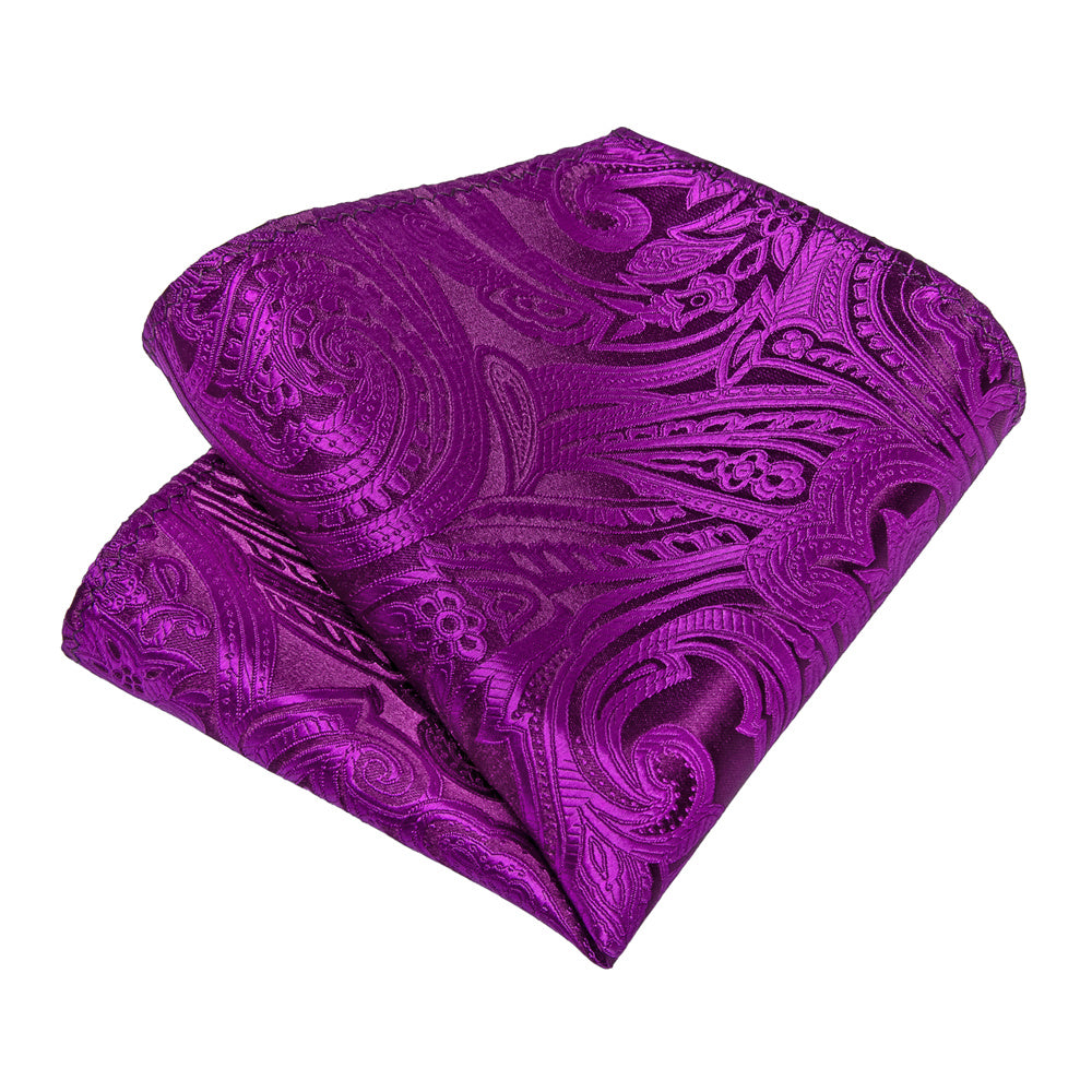 GentCrest Purple Paisley Tie Hanky Cufflinks Set - Image 4