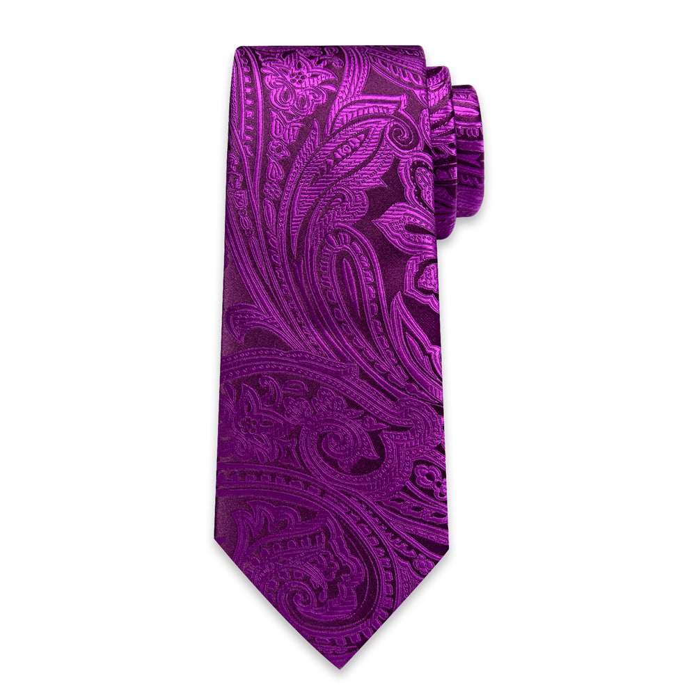 GentCrest Purple Paisley Tie Hanky Cufflinks Set - Image 6