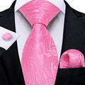 GentCrest Pink Paisley Tie Hanky Cufflinks Set - Image 1