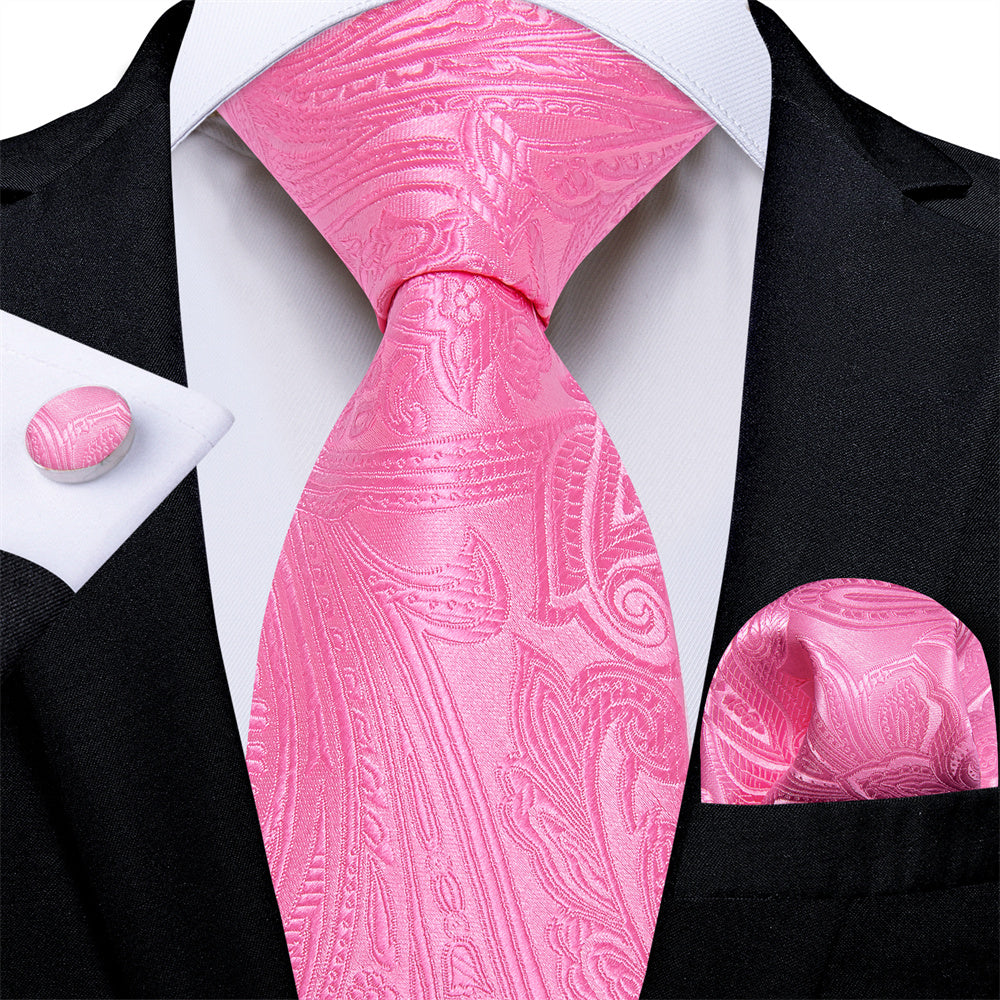 GentCrest Pink Paisley Tie Hanky Cufflinks Set - Image 1