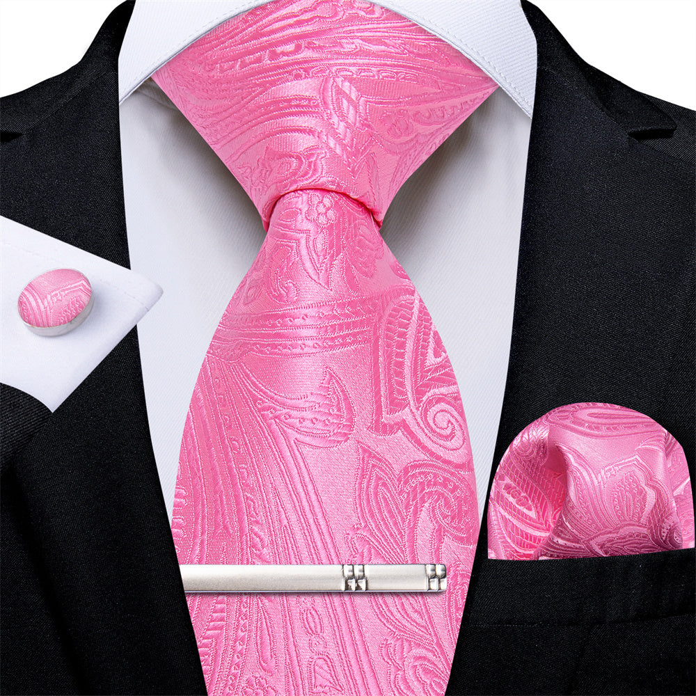 GentCrest Pink Paisley Tie Hanky Cufflinks Set - Image 2