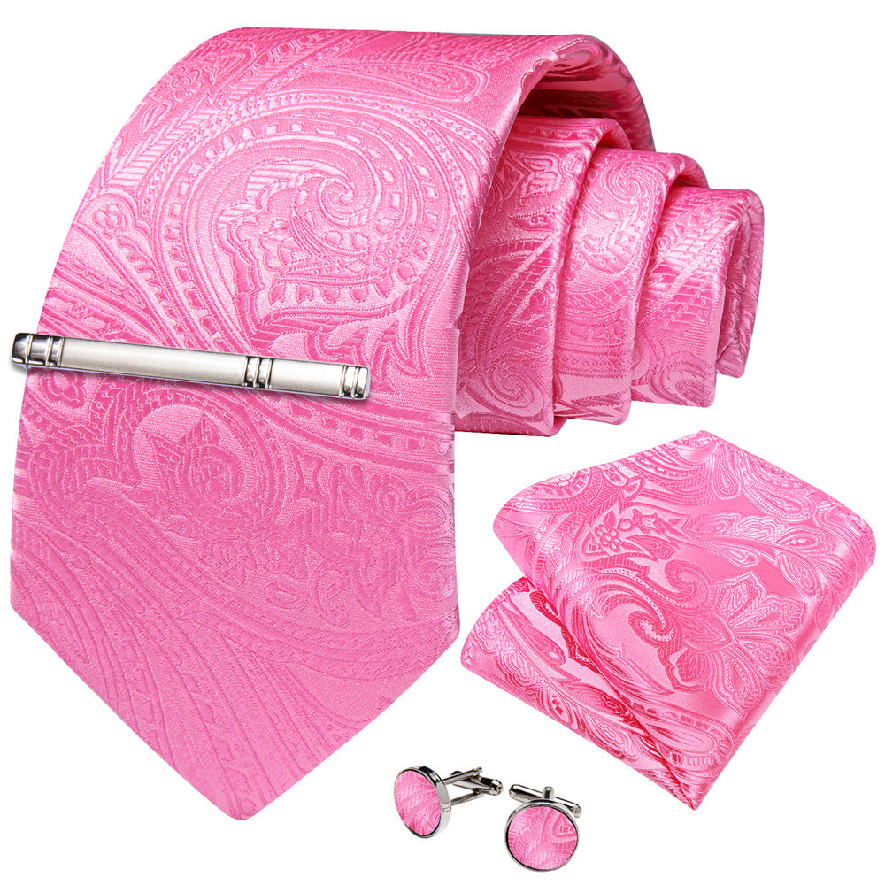 GentCrest Pink Paisley Tie Hanky Cufflinks Set - Image 6