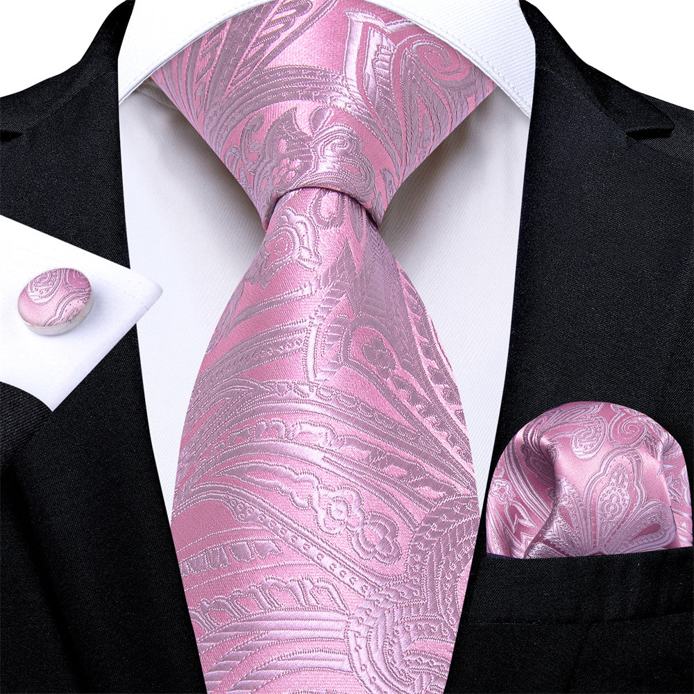 GentCrest Purple Paisley Tie Hanky Cufflinks Set - Image 1