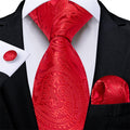GentCrest Red Paisley Tie Hanky Cufflinks Set - Image 1