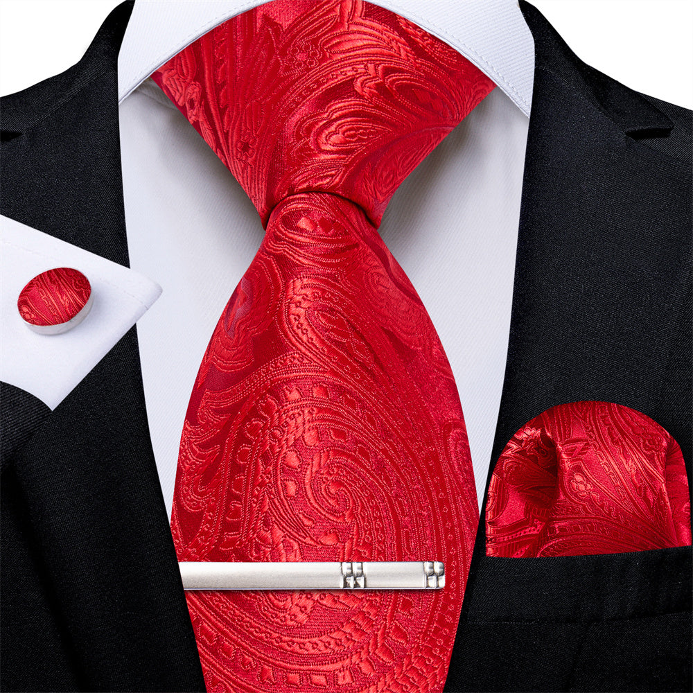 GentCrest Red Paisley Tie Hanky Cufflinks Set - Image 2