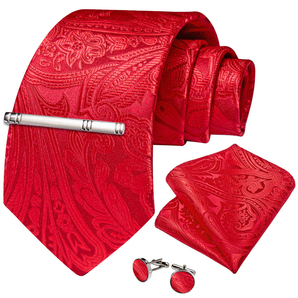 GentCrest Red Paisley Tie Hanky Cufflinks Set - Image 6