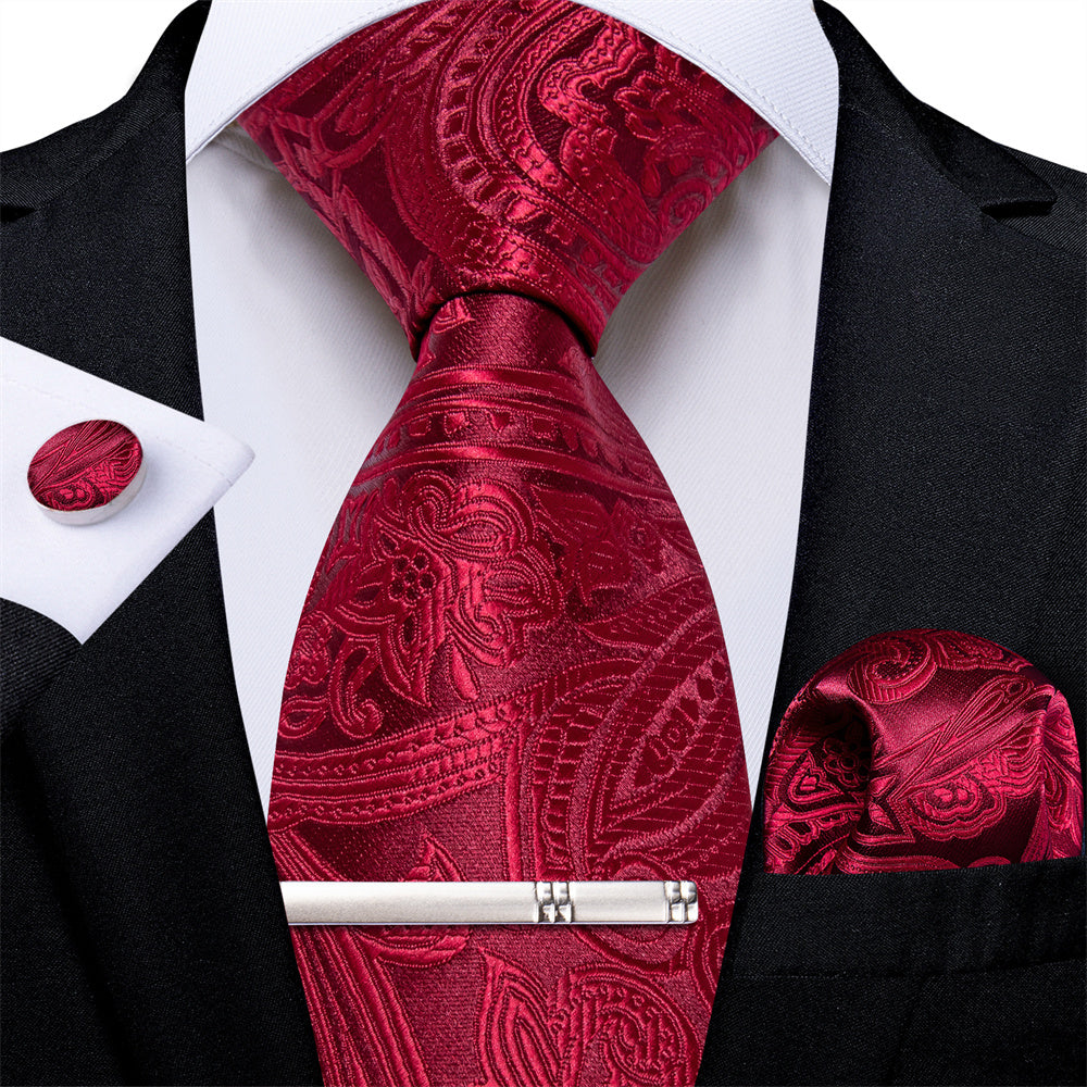 GentCrest Red Paisley Tie Hanky Cufflinks Set - Image 2